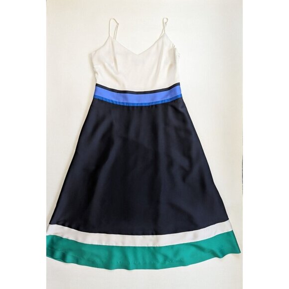 Banana Republic Color Block Midi Summer Sleeveless Dress Sz10 Blue White Green - Picture 5 of 13